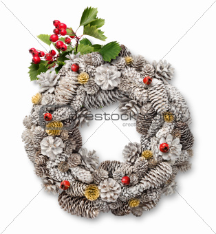 Christmas door wreath with hawthorn