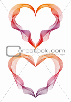 abstract ribbon hearts, vector 