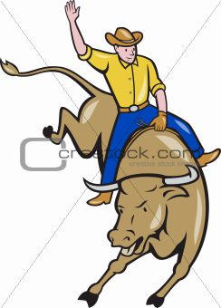 Rodeo Cowboy Bull Riding Cartoon
