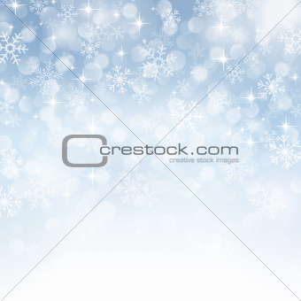 winter background with beautiful various snowflakes