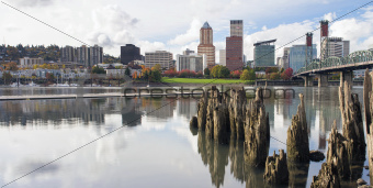 Portland Oregon Waterfront in Autumn Panorama