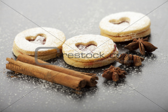 christmas cookies and sugar powder 