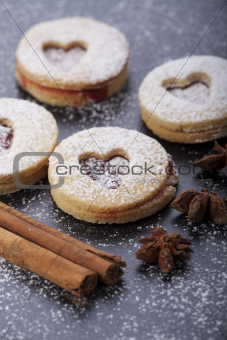 christmas cookies and sugar powder 
