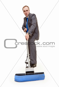 businessman with a mop