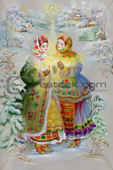 Young girls in traditional costume