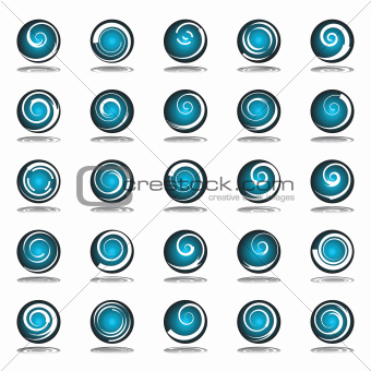 Circle design elements with spiral motion.