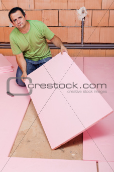 Laying insulation layer in a new house