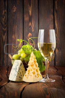 Wineglass and cheese