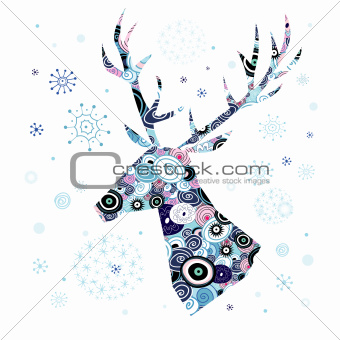 Decorative portrait of deer