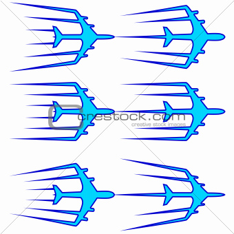 Flying airplane  stylized vector illustration.  Airliner, jet.