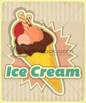 ice cream on retro background