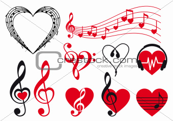 music hearts, vector 