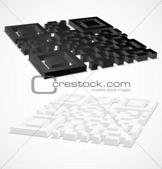3d black and white qr code