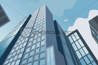 High skyscrapers on a background of the blue sky