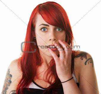 Terrified Lady with Tattoos