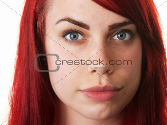 Hopeful Young Woman in Red Hair