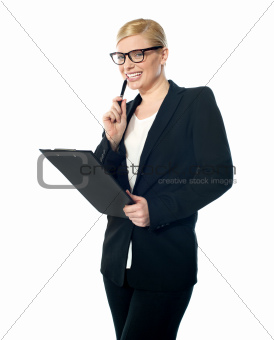 Smiling mischievous female business executive