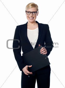 Attractive femaleholding business documents