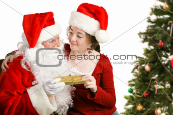Child Gets Christmas Present From Santa