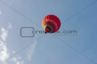 hot-air balloon gathering in the valley of the temples at Paestum