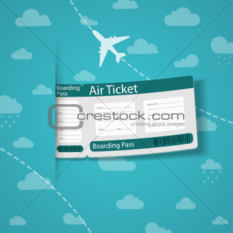 Air ticket on sky background.