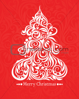 Vector card with christmas tree