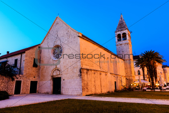 Illuminated Church of Saint Dominic in Trogir at Night, Croatia