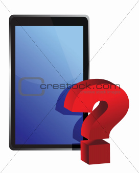 tablet and question mark illustration