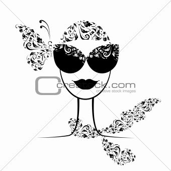 Female fashion silhouette with sunglasses your design 