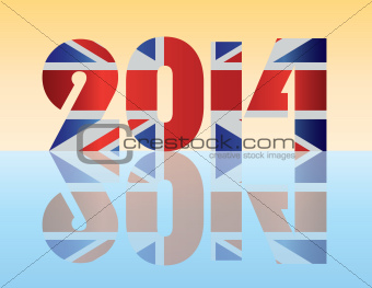 New Year 2014 London England Flag Illustration