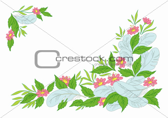 Leaves, flowers and feathers