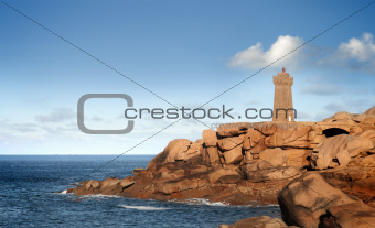 France, brittany, pink granit coast, ploumanac'h lighthouse