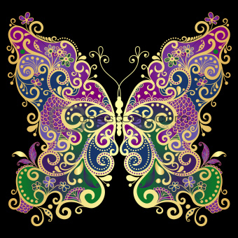 Fantasy gold-colorful butterfly 