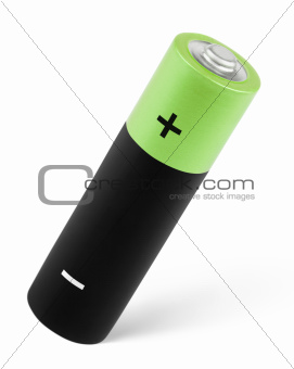 AA battery on white with clipping path