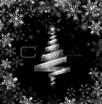 Abstract silver ribbon Christmas tree