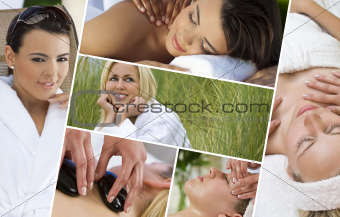 Montage of Beautiful Women Relaxing At Spa