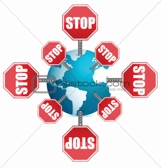 stop sign around the globe