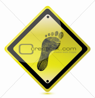 yellow footprint sign