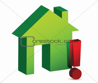 house and exclamation sign