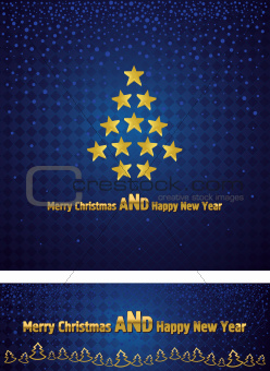 New Year and Christmas background with a gold tree stars