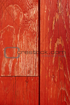 Painted in red old wooden shield