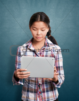 Asian Girl With Touch Pad