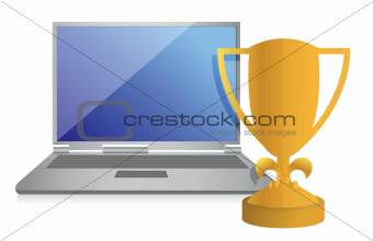 trophy and laptop illustration