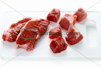 raw lamb leg steaks and diced lamb