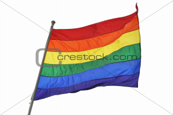 Rainbow flag on white background