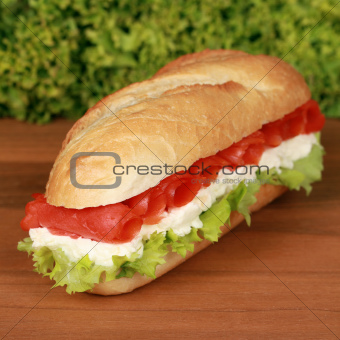 Fresh sandwich with smoked salmon