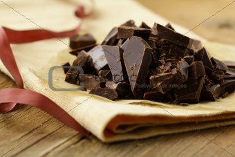 black dark chocolate chopped  into pieces
