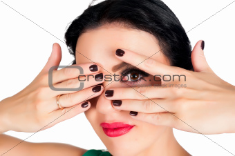 Woman covering eyes