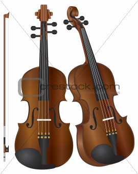 Violins with Bow Illustration