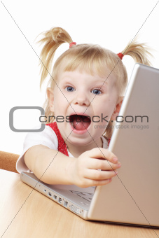 happy child and laptop